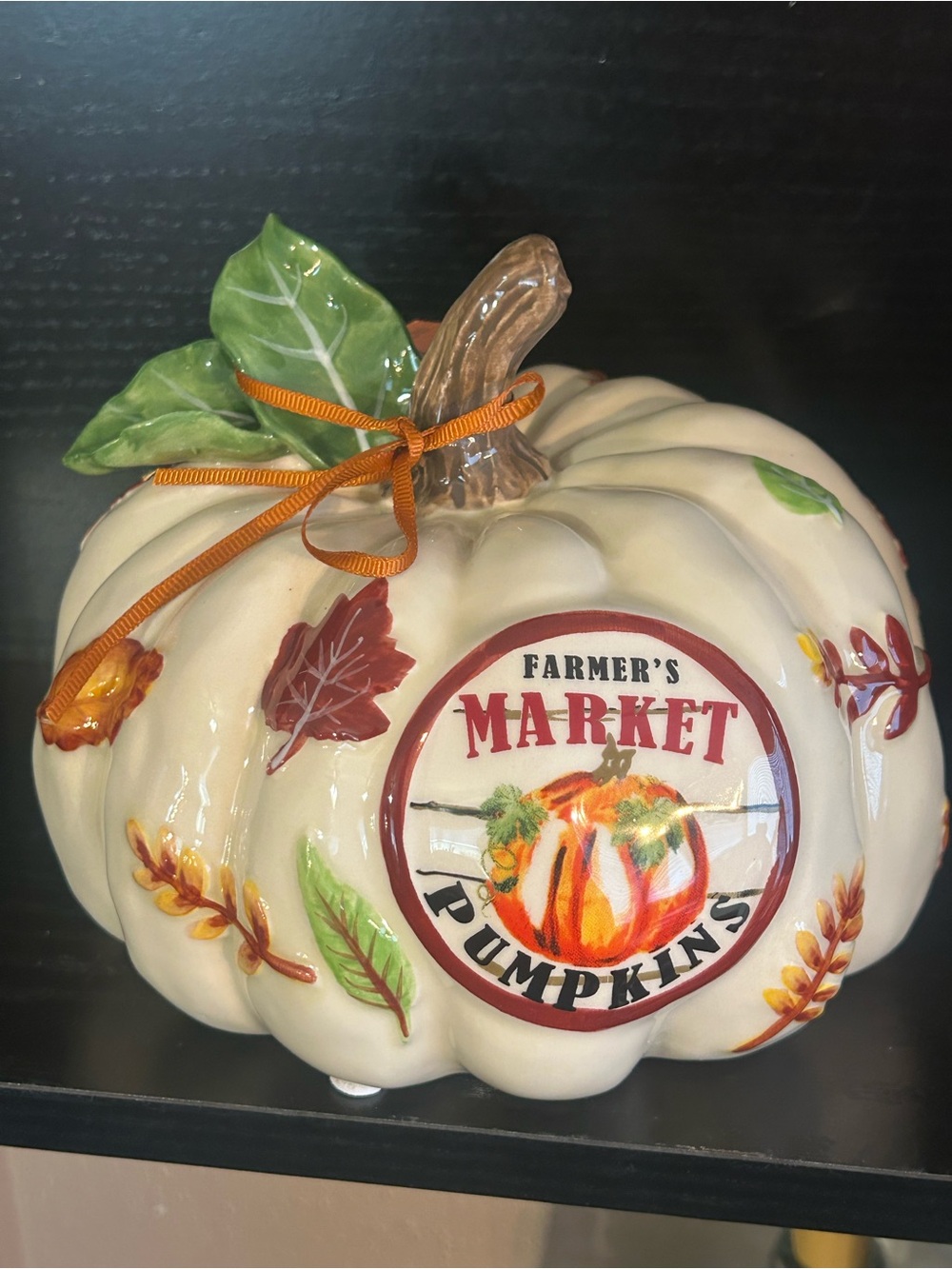Ceramic Pumpkin Decoration - Cream Fall Accent